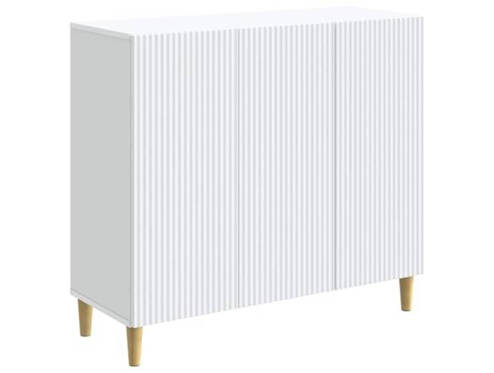 KKgypkn Sideboard Weiß 89 x 34,5 x 80 cm Holzwerkstoff Vintage Design, Verstellbare Regalböden, 90°-Pendeltüren, Konische Beine, Pflegeleicht