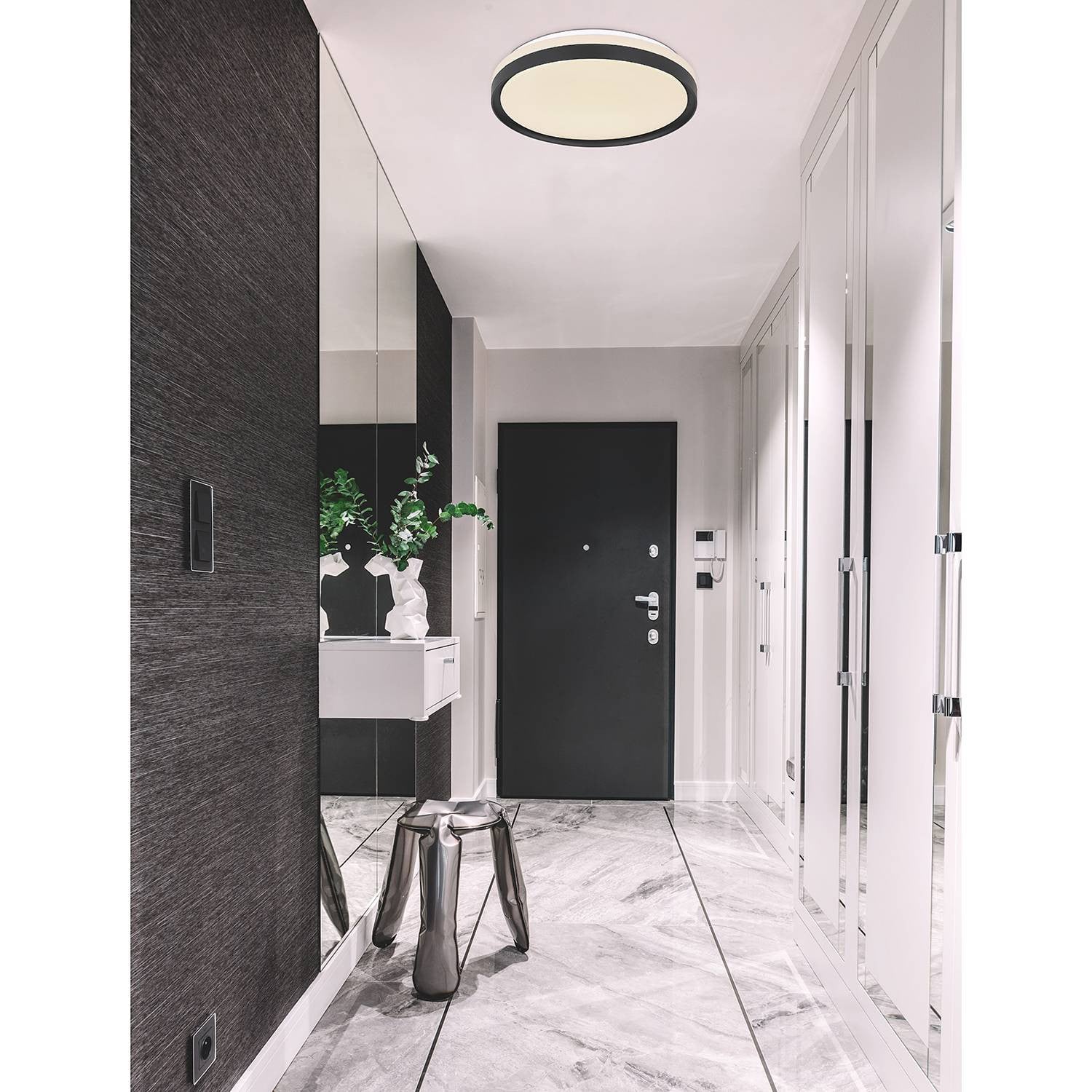 Globo Lighting LED-plafondlamp II rond zwart en wit Ø 39cm