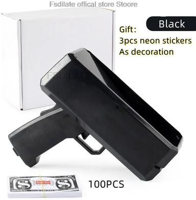 Uplift Picks Party Money Gun Toy Cash Cannon With Fake Money Bills For Events black