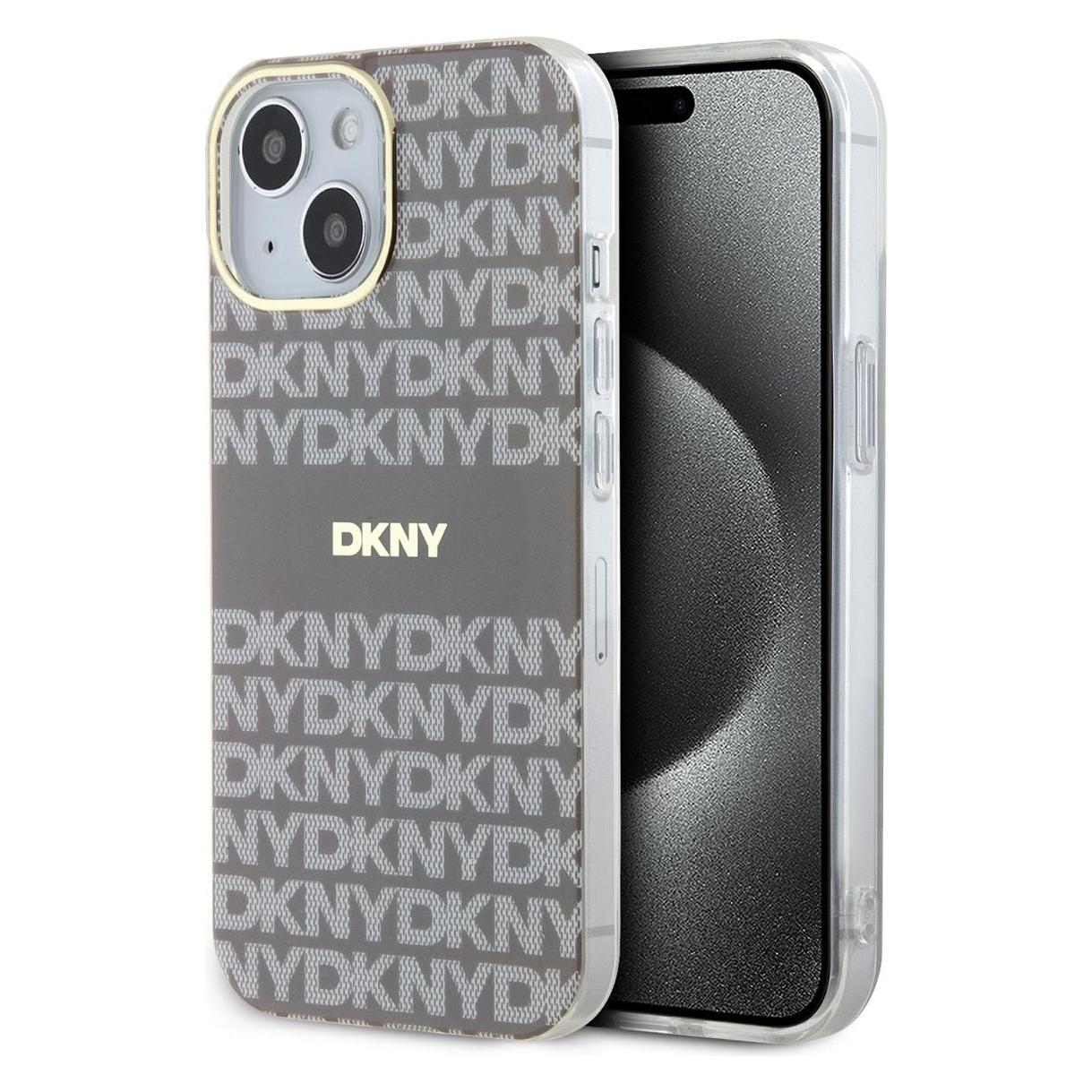 DKNY PC/TPU Repeat Pattern Tonal Stripe Magsafe Case for iPhone 14 Beige (Apple iPhone 14) (DKHMP14SHRHSEE)