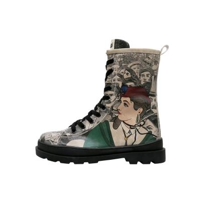 Stiefelette DOGO "Gisele Schnürstiefel Boots Colorful Lady Damen Stiefeletten", Damen, Gr. 37, Normalschaft, grau, Lederimitat, Schuhe Stiefelette, Handgefertigt