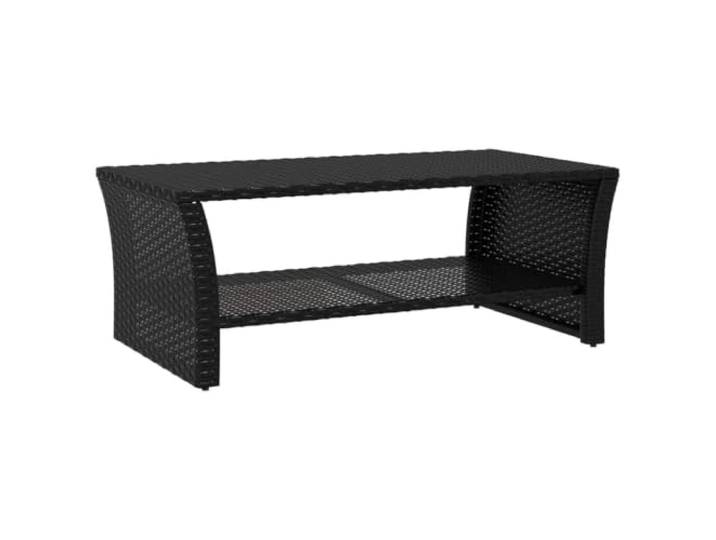 KKgypkn Couchtisch Schwarz 100x50x40 cm Poly Rattan Witterungsbeständig, pulverbeschichteter Stahlrahmen, 1 Ablage, pflegeleicht