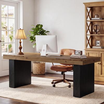 YUZHOU 79 in Solid Wood Office Desk, Large Rectangular Work Table for Home Office