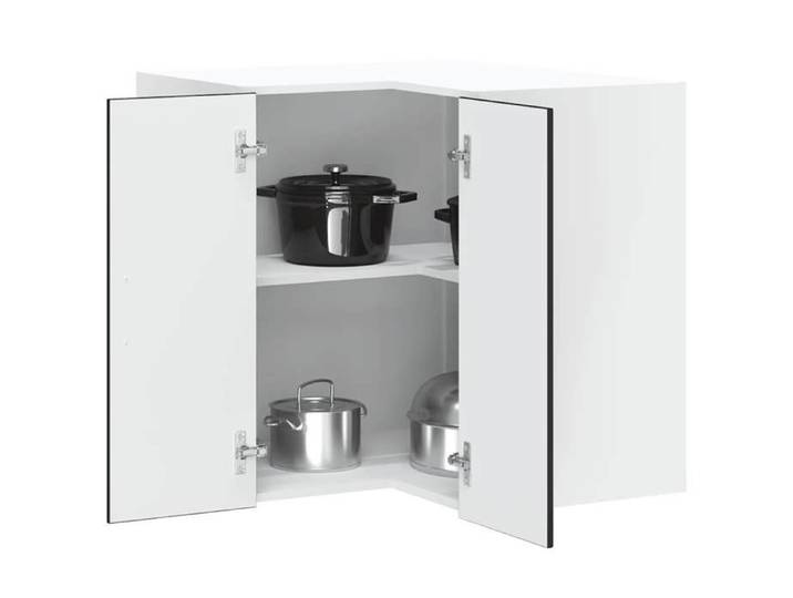 Contemporain Buffet haut Contemporain Armoire d'angle murale de cuisine Lucca noir bois d'ingénierie @39543 @