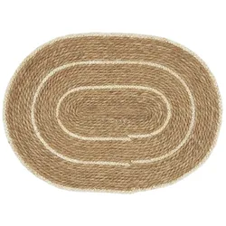 IB Laursen Ovale Seegras Türmatte mit Streifen, 75 x 55 cm