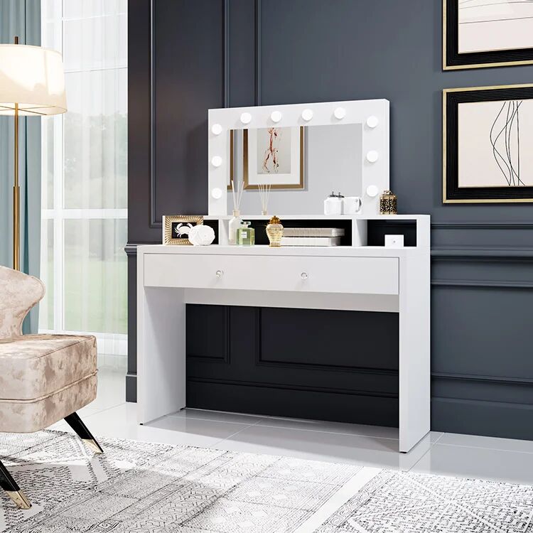 garneroarredamenti Postazione trucco con specchio 120x40cm bianco Child