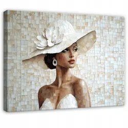 LEINWANDBILD Frau Abstrakt Beige Bilder Wandbild 100x70 cm