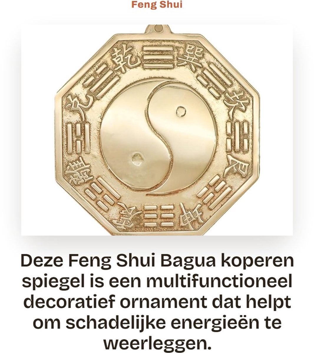 Dailygoods Feng Shui Bagua Koperen Spiegel voor Energiebescherming