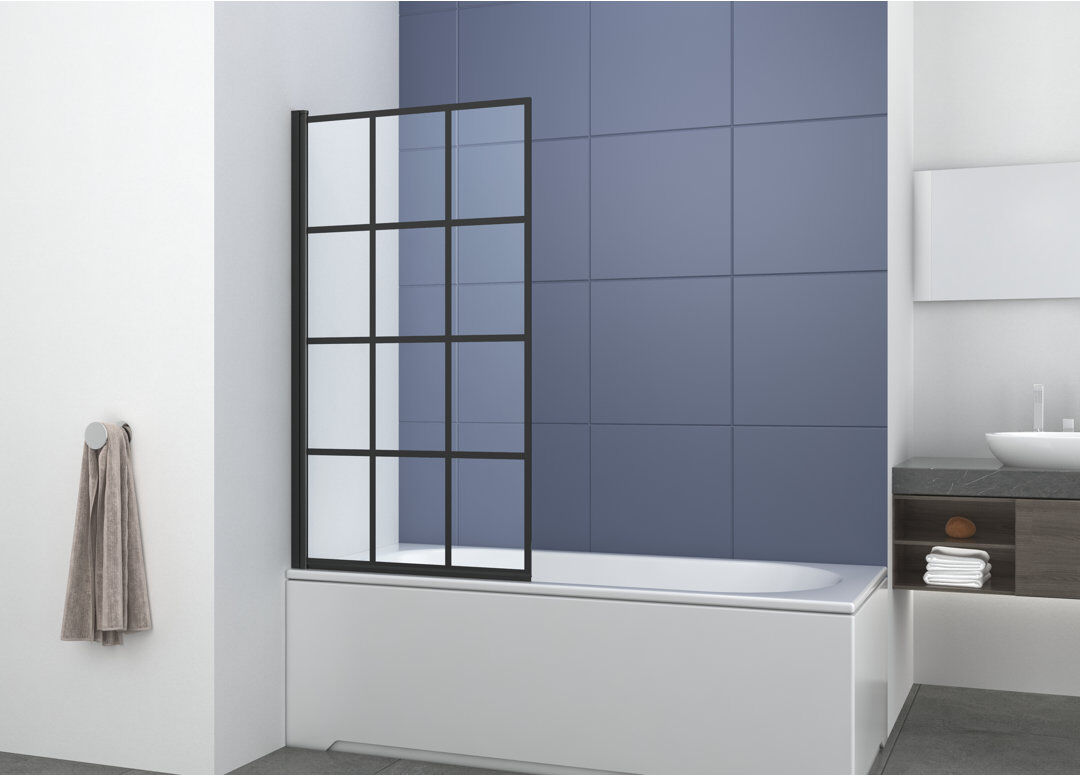iBathUK Bath Screens 6mm W x 1400mm H Fixed Glass Panel with Glass 1,400mm H