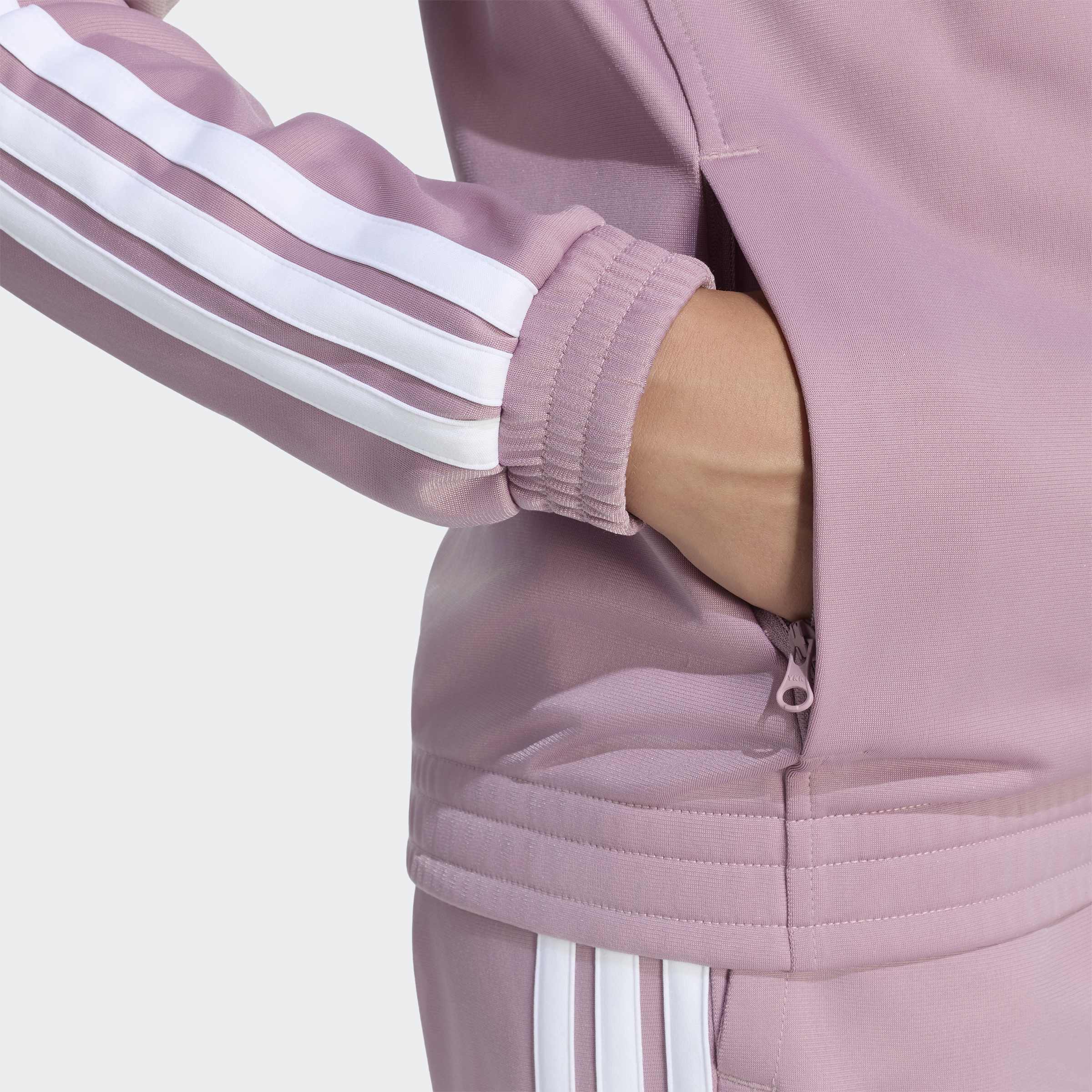 Sweatjacke ADIDAS SPORTSWEAR "DAYREADY", Damen, Gr. S, rosa (magic mauve, weiß), Obermaterial: 100% Polyester, angesetztes Bündchen, Sweatjacken Sweatjacke magic mauve, weiß S