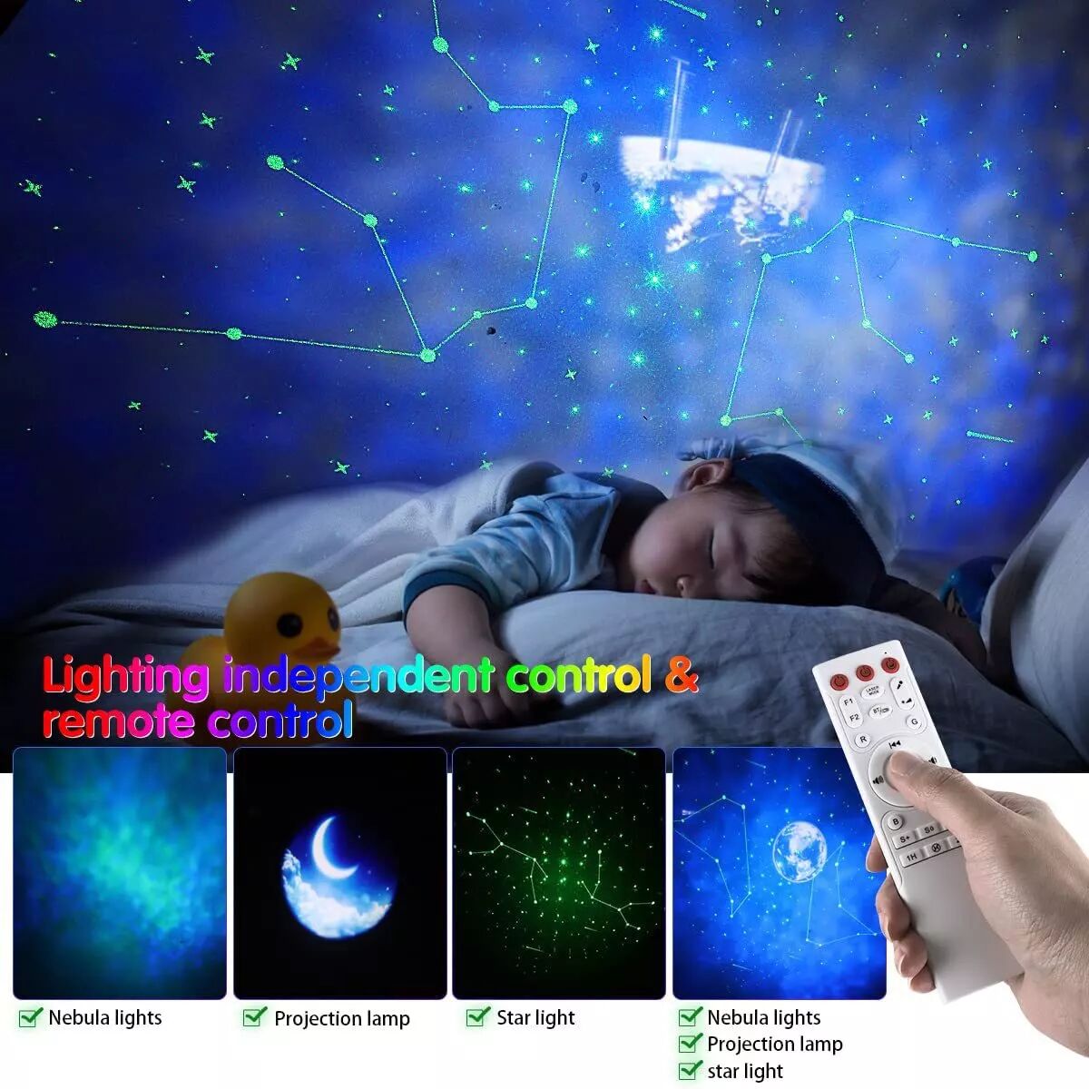 INF Projecteur de veilleuse avec 12 constellations et 5 planètes