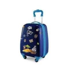 For Kids - Kindergepäck + reflektierende Aufkleber Piraten, Kinderkoffer, Hartschalenkoffer für Kinder, Handgepäck, 24 Liter, Dunkelblau