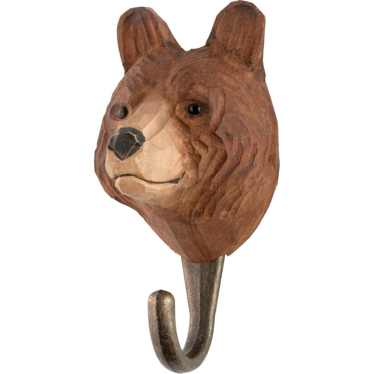 Houten ophanghaak bruine beer
