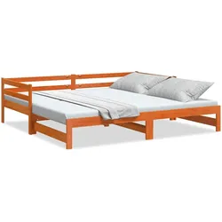 vidaXL Tagesbett Ausziehbar Wachsbraun 90x200 cm Massivholz Kiefer