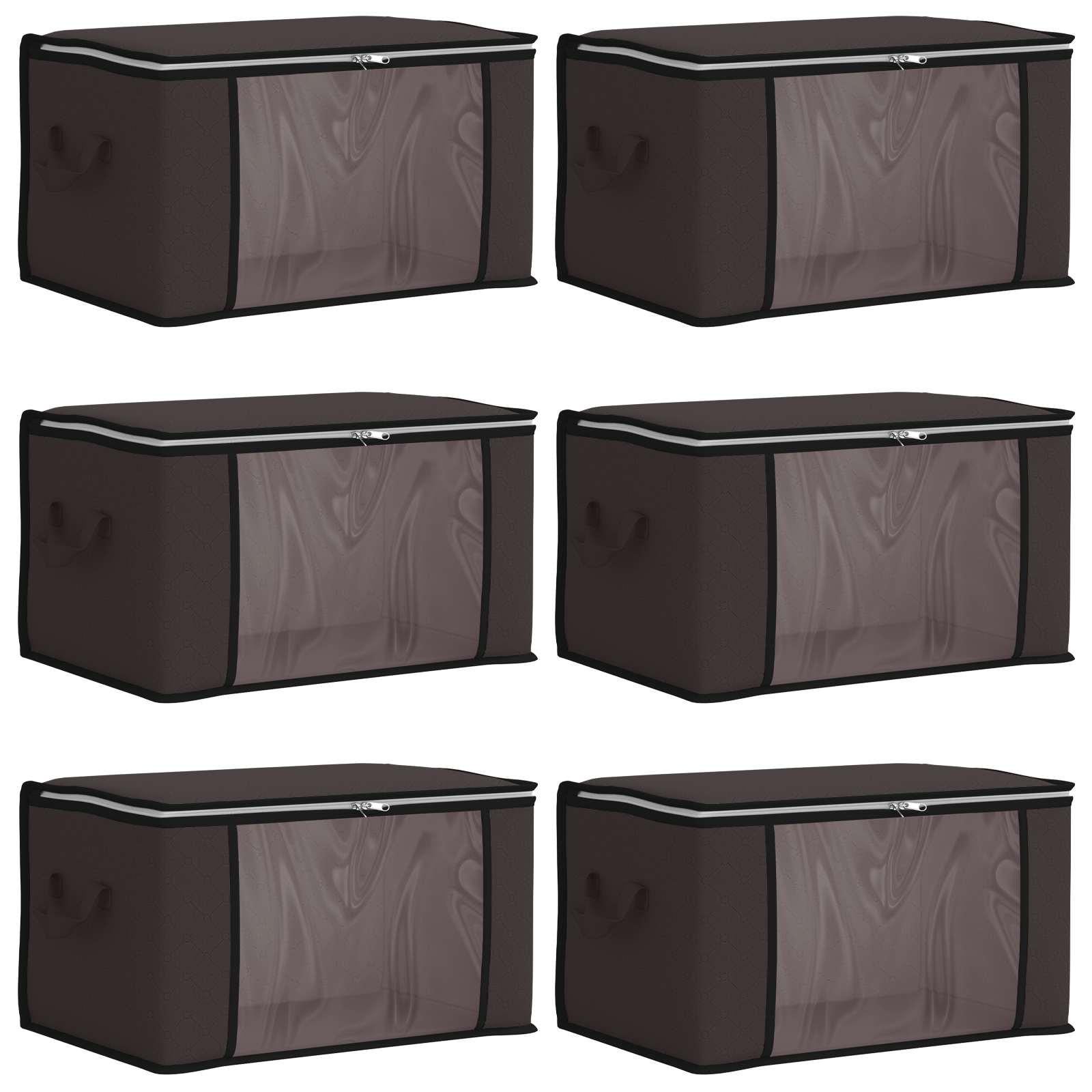 vidaXL Opbergbox voor onder het bed, 6 stuks, Textiel, Solid, inklapbaar met handvatten
