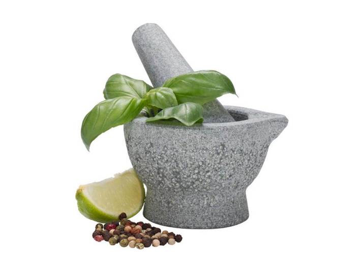 Mörser NOUVEL mit Stössel 8,5 x 6,5 cm, Stein , grau, Ø:6,5cm, Granit, Mörser, Mörser