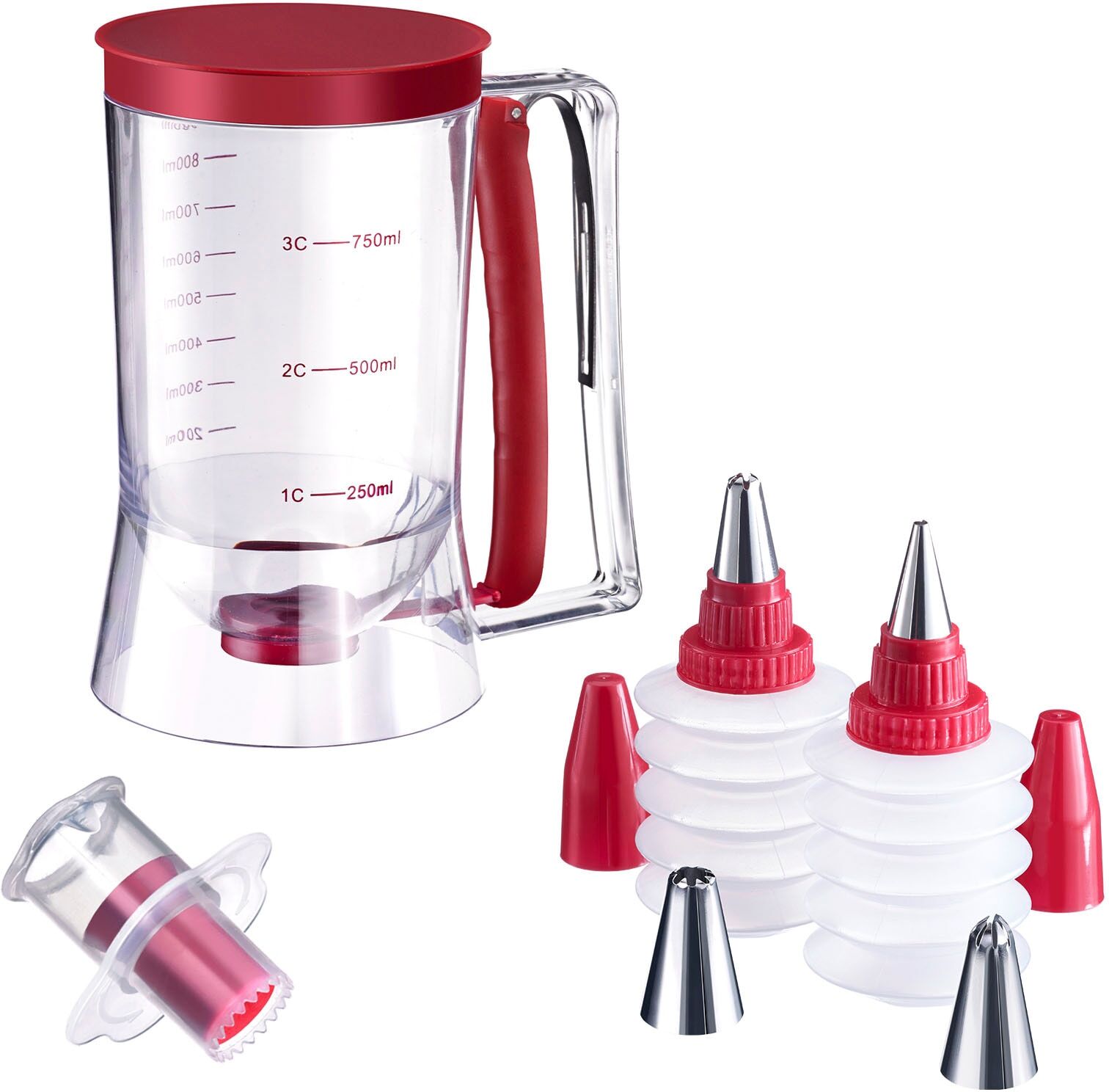 Teigportionierer WESTMARK, rot (transparent, rot), Kunststoff, Teigportionierer, Back-Set