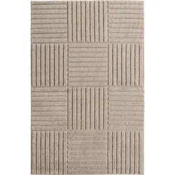 Hochflorteppich Cord-Streifen-Patchwork Beige 80x250 cm Waschbar