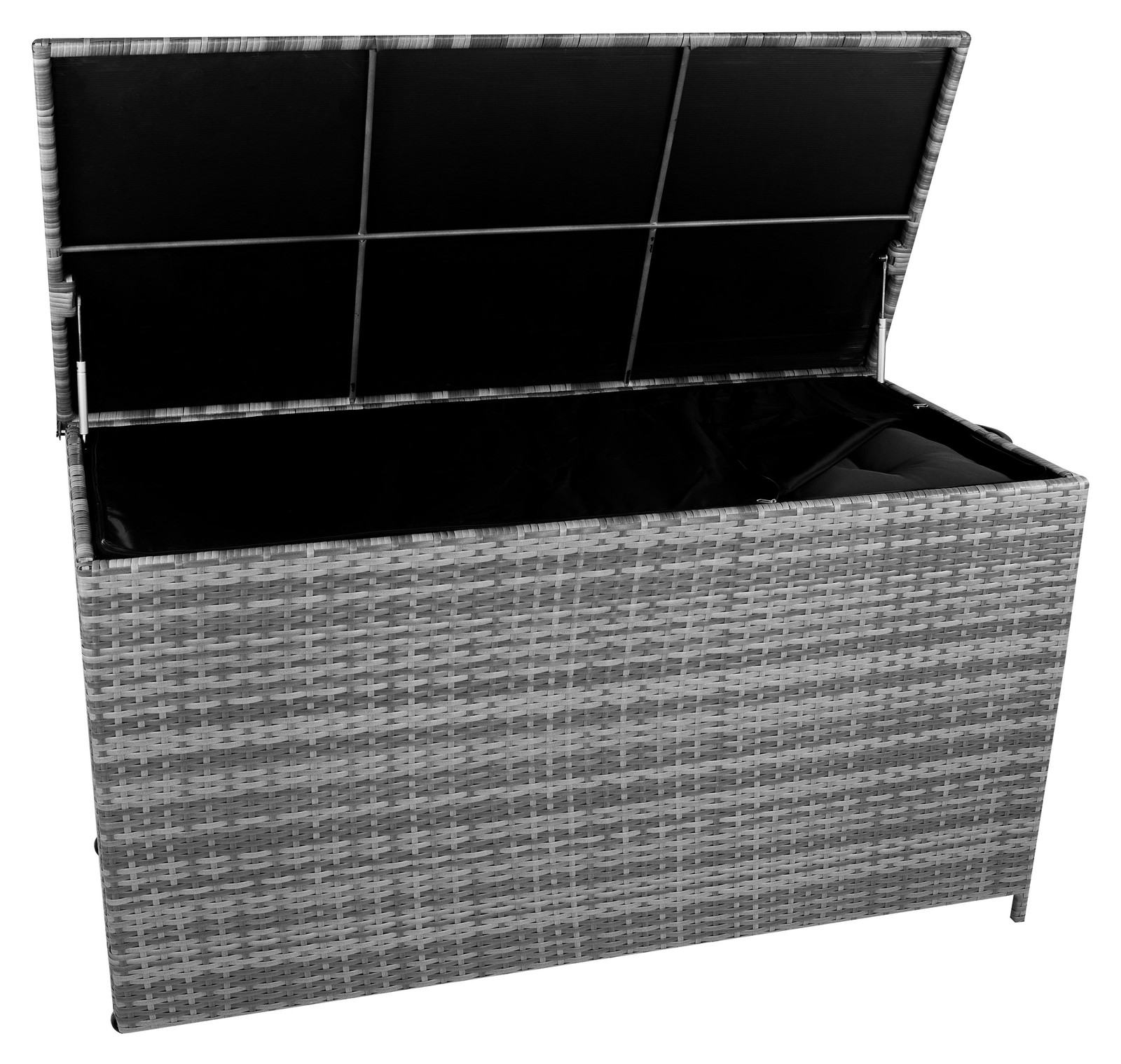 Monster Shop Moderne Rieten Opbergkist voor de Tuin of Terras, Grijs, B/D/H: 155,0 x 80,5 cm
