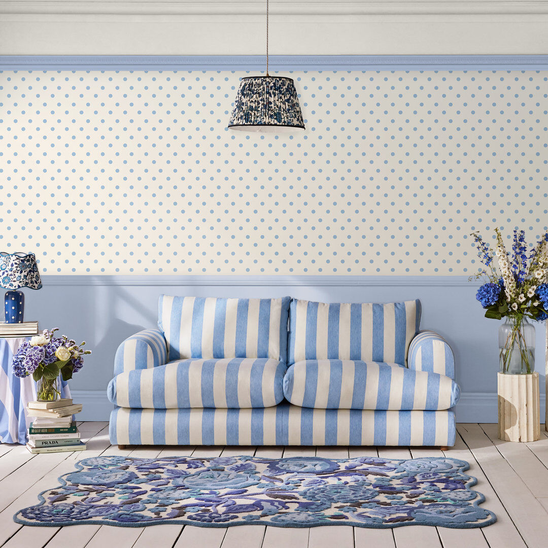 Cath Kidston Button Spot Dotty Wallpaper Blue 100cm L