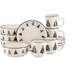 Frühstücksservice Nordic Christmas Black, 12-tlg.