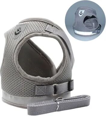 Inspire Daily Merch Reflective Adjustable Cat Harness Leash Set Mesh Vest Escape Proof Puppy Dog Collar grey s