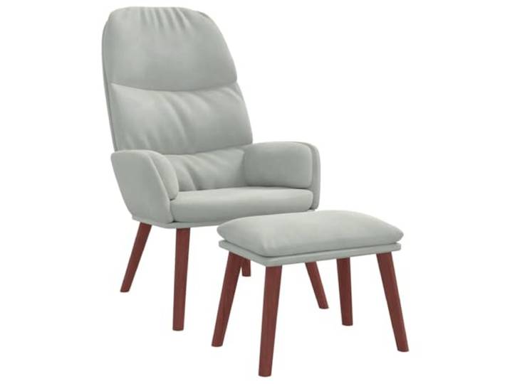 Makastle Relaxsessel mit Hocker Hellgrau Samt