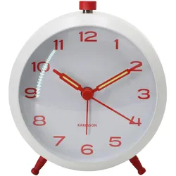 Karlsson, Wecker, Alarm clock Button Retro white w. bright scarlet red