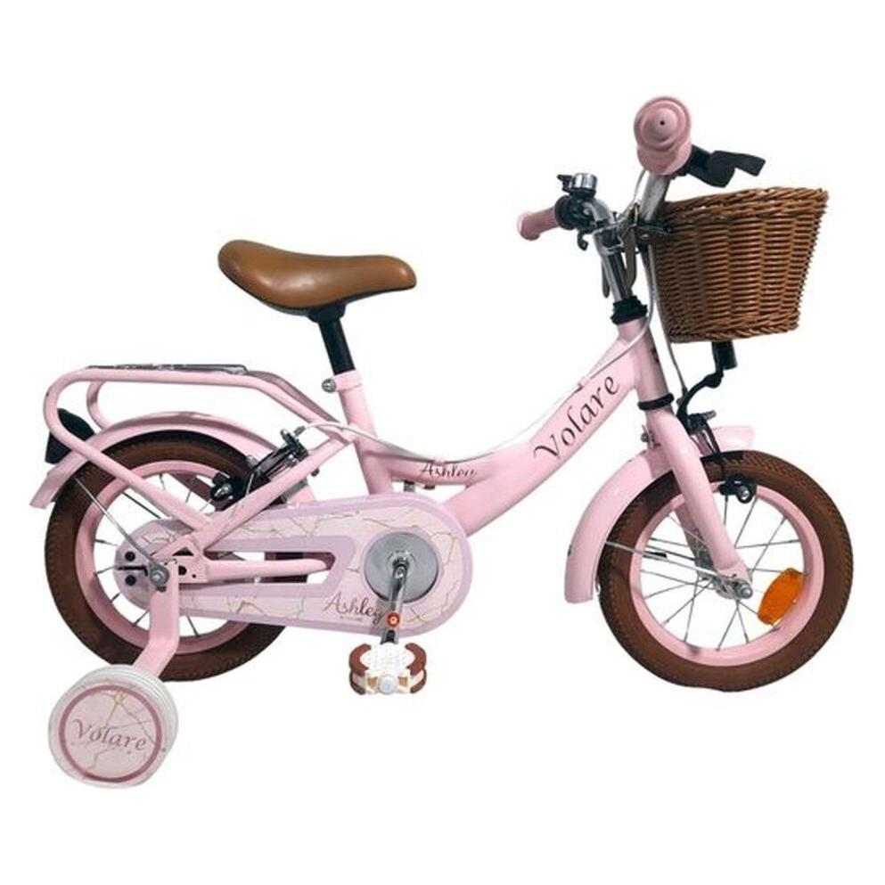 Volare Ashley Kinderfahrrad für Mädchen 14 Zoll Rosa - zwei Handbremsen, Frontkorb, Stahlfelgen (14") (66255857)