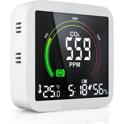 Brandson CO2 Messgerät, Thermometer + Hygrometer, Weiss