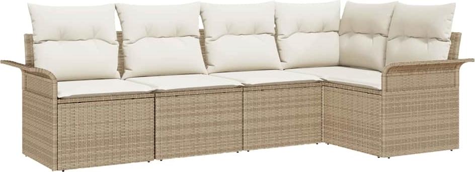 vidaXL Gartensofa-set 5 Stk. Poly-Rattan