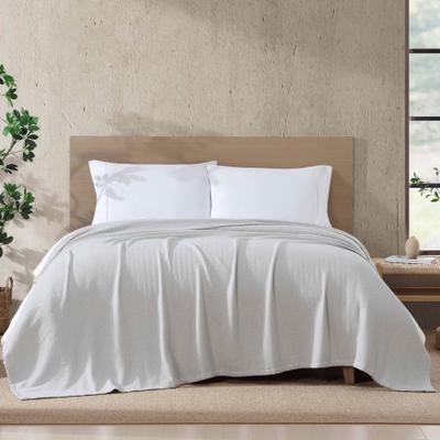Organic Cotton Herringbone Blanket by BrylaneHome in Oyster (Size KING)