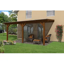 Skan Holz Terrassenüberdachung Andria 541x250cm nussbaum aus Leimholz