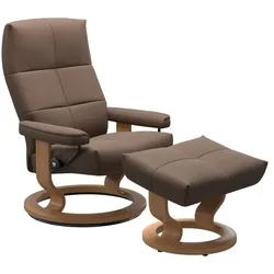 Stressless Sessel mit Hocker David Classic Leder Braun Batick Mole L (Large)