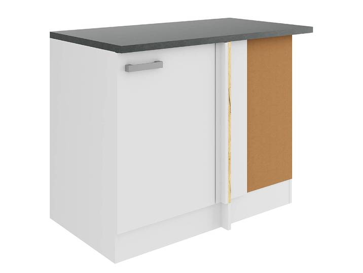 Armoire d'angle suspendue 110 x 85 x 60cm Blanc/Blanc