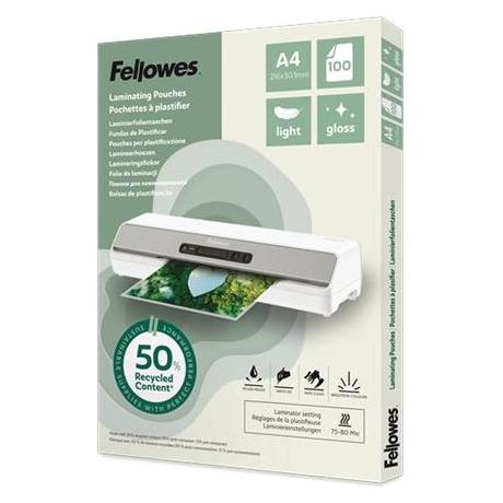 Fellowes Laminierfolien glänzend für A4 75-80 micron, 100 St. (A4, 100 Stk., 75 µm) (100142987)