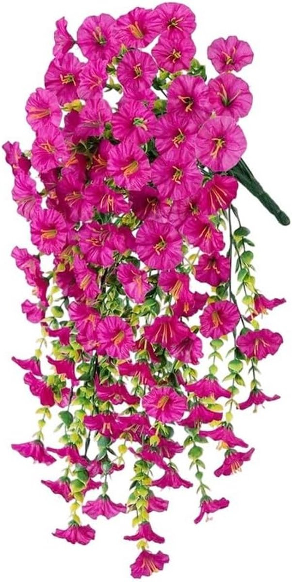 Hangende Ochtend Glorie Nepwijnstokken Kunstbloemen voor Buiten Decoratie - Rozerood - 75 cm