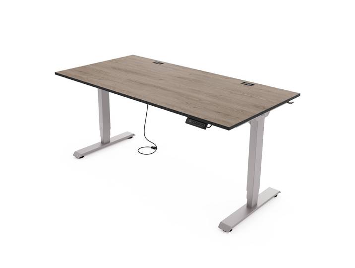 Yaasa Desk Essential, 160x80 cm, Eiche dunkel/Grau - Höhenverstellbarer Schreibtisch
