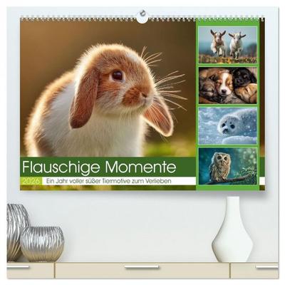 Flauschige Momente (hochwertiger Premium Wandkalender 2026 DIN A2 quer), Kunstdruck in Hochglanz