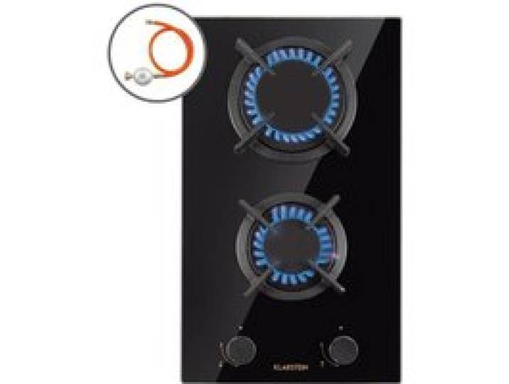 Klarstein Alchemist Goldflame Domino table de cuisson gaz 2 brûleurs en laiton vitrocéramique