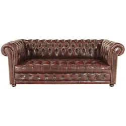 Dreisitzer-Sofa Chesterfield Manchester aus echtem Rindsleder New Red