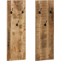vidaXL Wandgarderobe 2 Stk. Mangoholz Massiv 36x110x3 cm