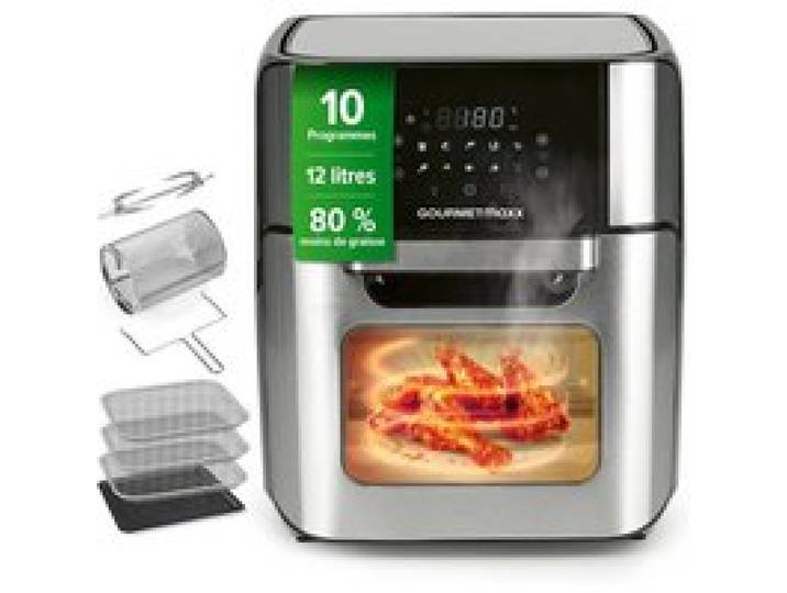Friteuse à air chaud - GOURMETmaxx - Four XXL - 12 l - 1800 W - Écran tactile tournebroche