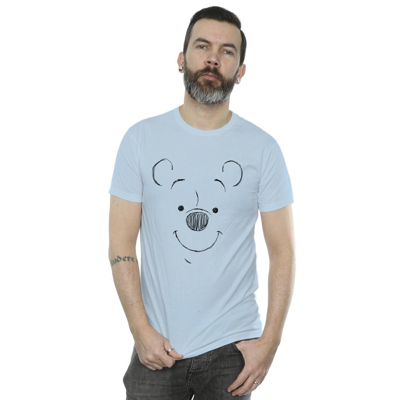 Disney Heren Winnie De Poeh Winnie De Poeh Gezicht T-Shirt (Babyblauw)