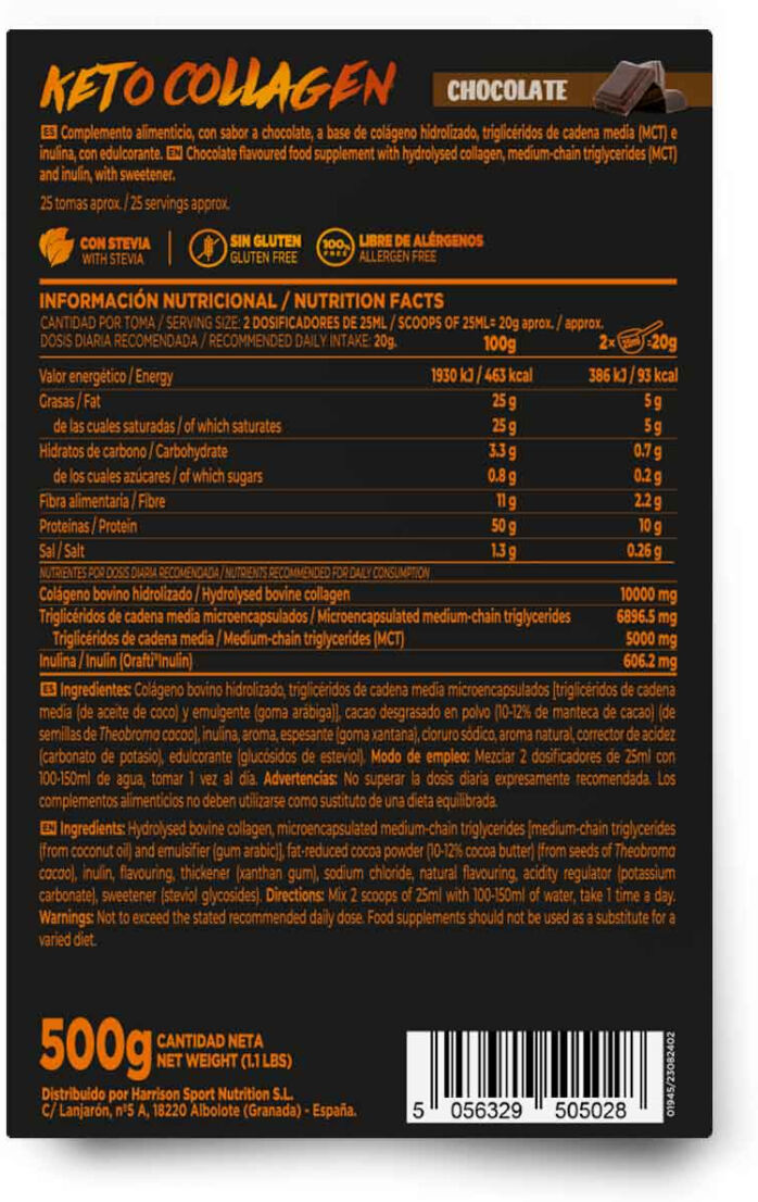 HSN Keto colagénio hidrolisado (bovino) em pó 500g chocolate - Saúde articular - Polvo - 25 Serviços