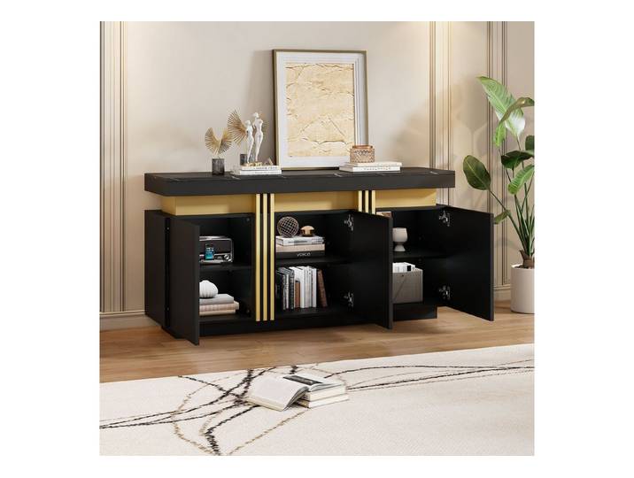 IDEASY Sideboard Weißes Sideboard mit 3 Türen & verstellbaren Fächern