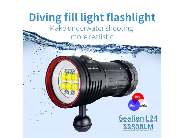 LetonPower-Lampe de poche de plongée aste, éclairage sous-marin, torche étanche pour photographie et vidéo, lumière d'appoint, 22800lumens, 100m