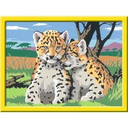 Ravensburger Beschäftigung - CreArt - Malen nach Zahlen  28486 - Kleine Leoparden – Kinder ab 9 Jahren