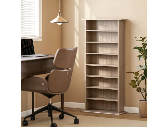HOMCOM Étagère 8 Compartiments Bois Naturel 58x24x126cm