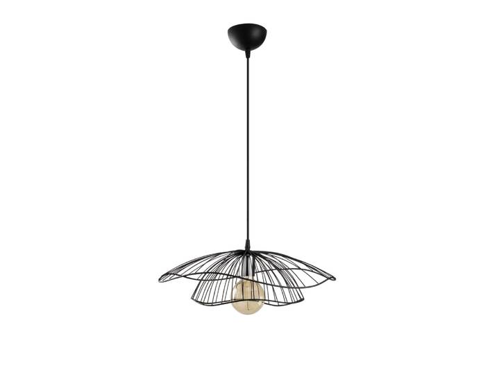 Suspension filaire fleur double d50cm métal noir